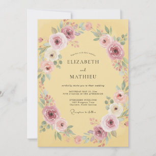 Convite Casamento Floral Radiante Amarelo