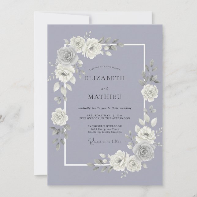 Convite Casamento Floral Radiante de Lavanda (Frente)
