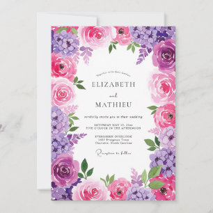Convite Casamento Floral Radiante de Lavanda Rosa