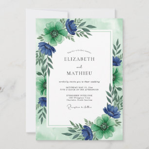 Convite Casamento Floral Radiante Verde Esmeralda
