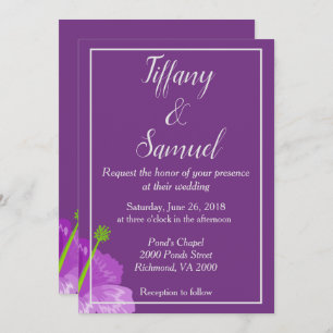 Convite Casamento Floral Real Púrpura Clássica