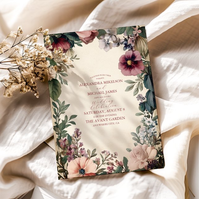 Convite Casamento Floral Real Vitoriano Chic (Criador carregado)
