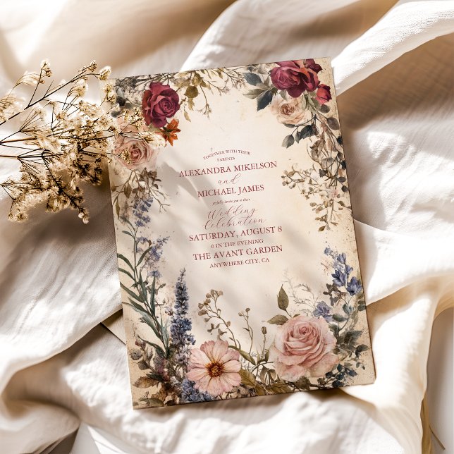 Convite Casamento Floral Real Vitoriano Clássico (Criador carregado)