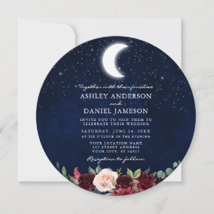 Convite Casamento Floral Redondo das Estrelas Celestiais