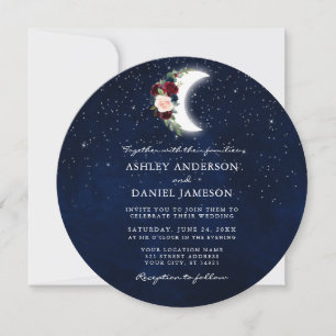 Convite Casamento Floral Redondo das Estrelas Celestiais