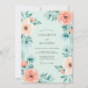 Convite Casamento Floral Resplandecente em Verde Limão