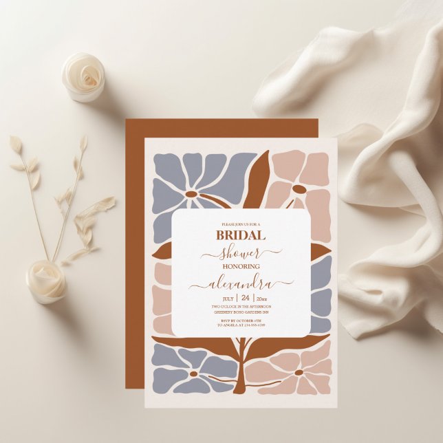 Convite Casamento Floral Retro Boho Chic (Criador carregado)