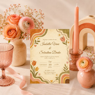 Convite Casamento Floral Retro Caprichoso