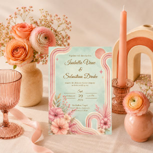Convite Casamento Floral Retro Caprichoso