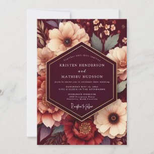 Convite Casamento Floral Rico Marrom