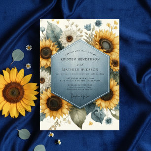 Convite Casamento Floral Romance Amarelo Dourado