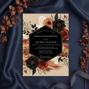 Convite Casamento Floral Romance Âmbar Moody