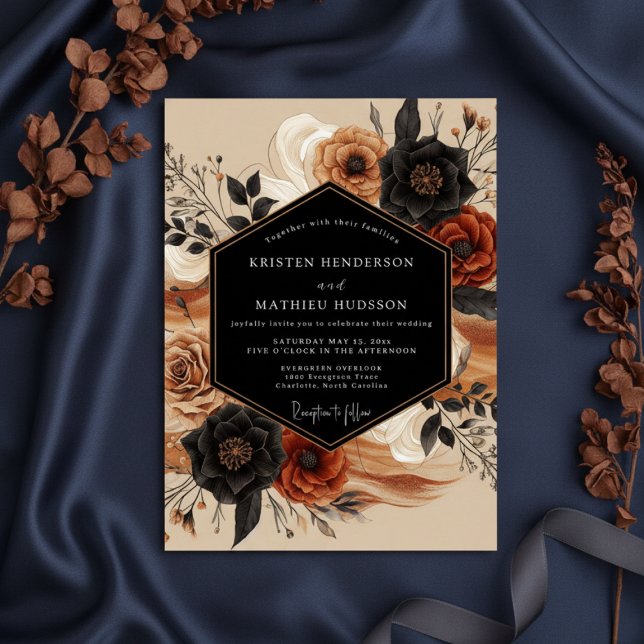 Convite Casamento Floral Romance Âmbar Moody (Criador carregado)
