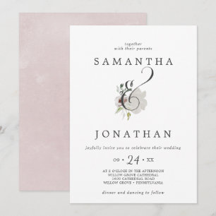 Convite Casamento Floral Romance Ampersand