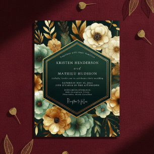 Convite Casamento Floral Romance Esmeralda Temperamental