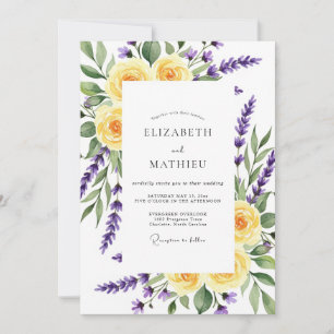 Convite Casamento Floral Romance Lavanda Amarela