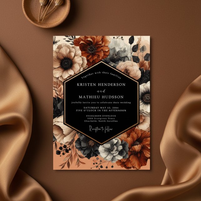Convite Casamento Floral Romance Sienna Moody (Criador carregado)