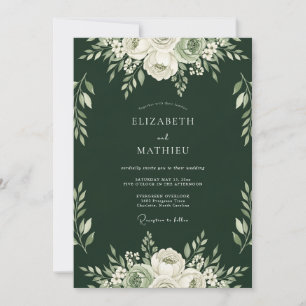 Convite Casamento Floral Romance Verde Floresta