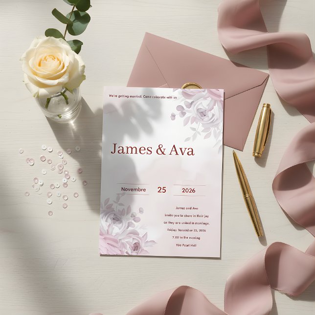 Convite Casamento Floral Romântico (Criador carregado)