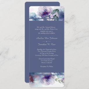 Convite Casamento Floral Romântico Blue Watercolor