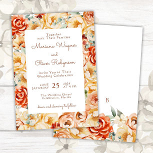 Convite Casamento Floral Romântico Branco Bege Pêssego Fer
