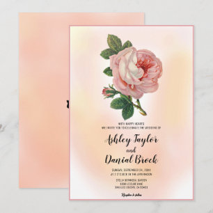Convite Casamento floral romântico com rosa-d'água