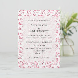 Convite Casamento Floral Romântico Cor-de-Rosa-Cor-de-Rosa
