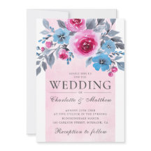 Casamento Floral Romântico Cor De Rosa E Azul