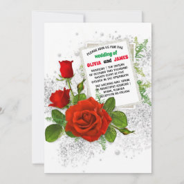 Convite Casamento Floral Romântico da Rosa vermelha Elegan