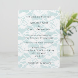 Convite Casamento Floral Romântico de Mint White