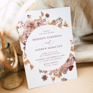 Convite Casamento Floral Romântico de Outono