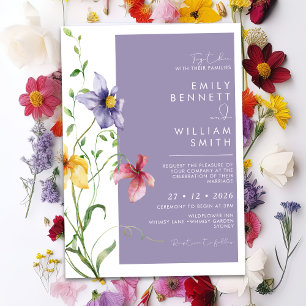Convite Casamento Floral Romântico de Verão na Campina com