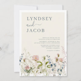 Convite Casamento Floral Romântico de Watercolor