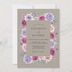 Convite Casamento Floral Romântico Lavanda Ameixa