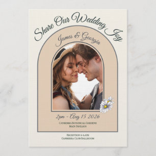 Convite Casamento Floral Romântico Moderno Daisy Foto