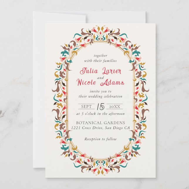 Convite Casamento Floral Romântico Moderno Elegante (Frente)