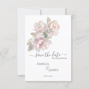 Convite Casamento Floral Romântico Peony Salva A Data