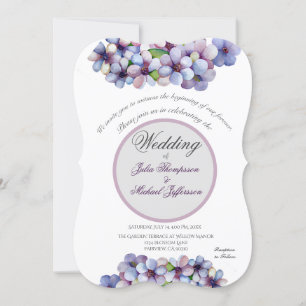 Convite Casamento Floral Romântico Poético Lilac Watercolo