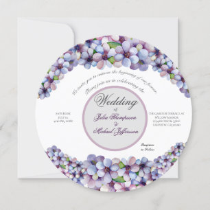 Convite Casamento Floral Romântico Poético Lilac Watercolo