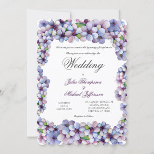 Convite Casamento Floral Romântico Poético Lilac Watercolo