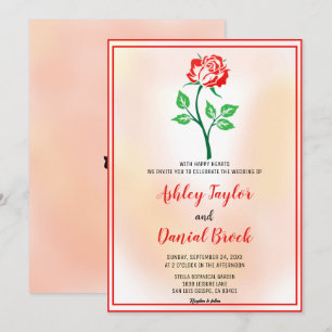 Convite Casamento floral romântico romântico de rosa-rosa-