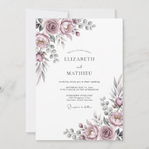 Convite Casamento Floral Romântico Rosa