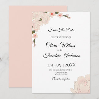 Convite Casamento Floral Romântico Rosa Elegante Salva A D