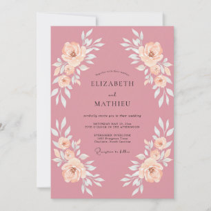 Convite Casamento Floral Romântico Rosa Rubor
