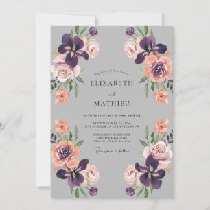 Convite Casamento Floral Romântico Roxo