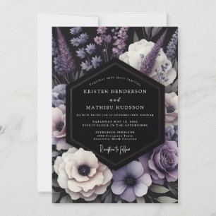 Convite Casamento Floral Romântico Roxo Sombrio