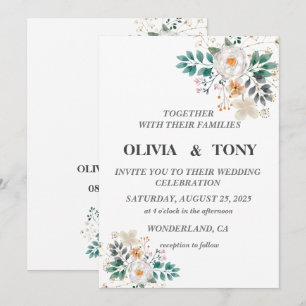 Convite Casamento Floral Romântico Simples