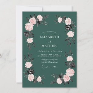 Convite Casamento Floral Romântico Turquesa