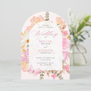 Convite Casamento floral rosa