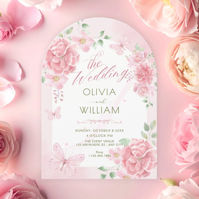 Convite Casamento floral rosa (Criador carregado)